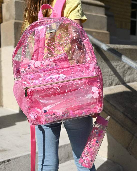 Pink Party Confetti Pink Clear Backpack