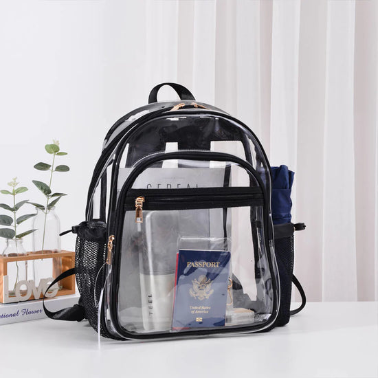 Solid Colored Outlined Medium Clear Backpack