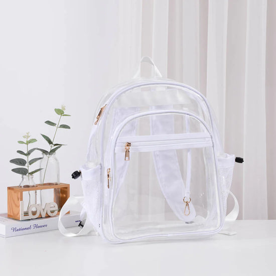 Solid Colored Outlined Medium Clear Backpack