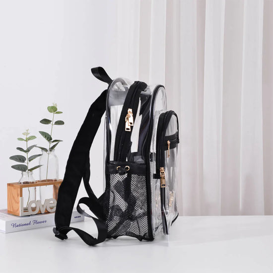 Solid Colored Outlined Medium Clear Backpack