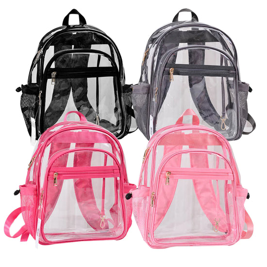 Solid Colored Outlined Medium Clear Backpack