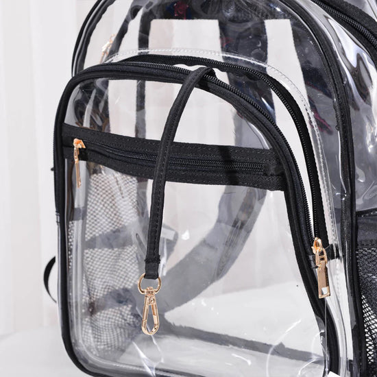 Solid Colored Outlined Medium Clear Backpack