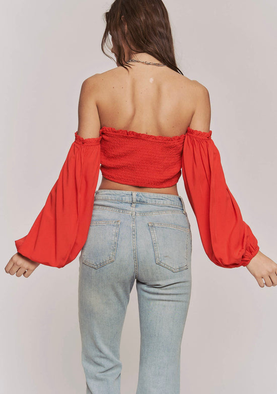 Off the Shoulder Red Crop Top