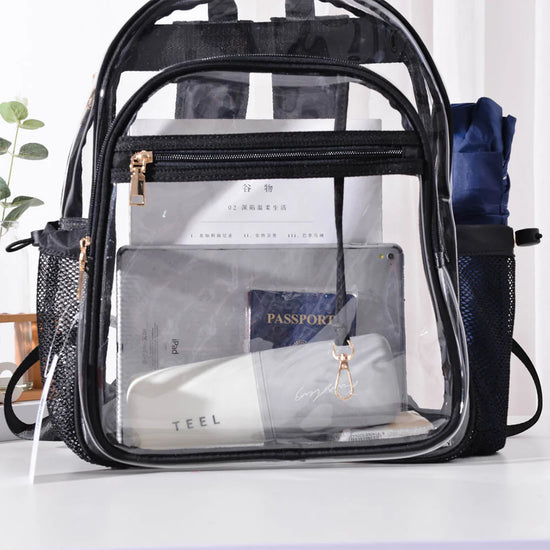 Solid Colored Outlined Medium Clear Backpack