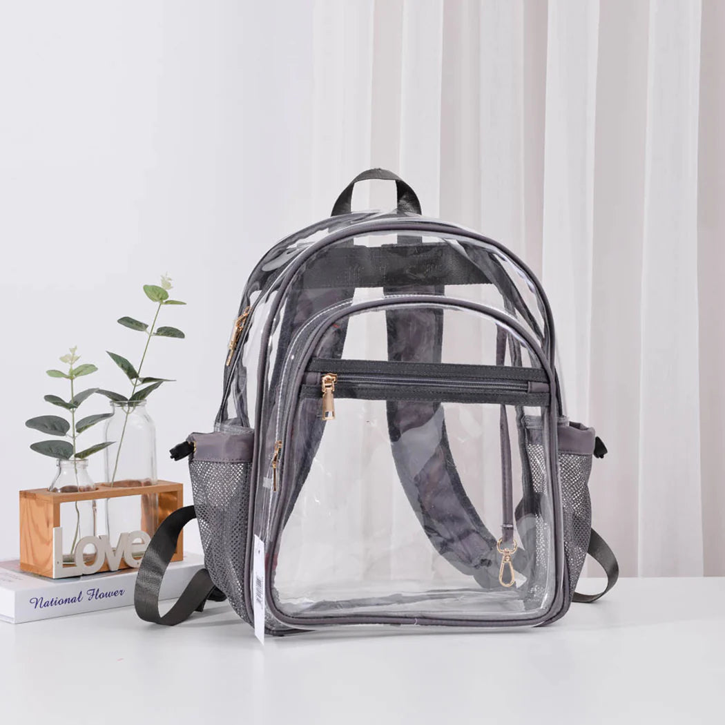 Solid Colored Outlined Medium Clear Backpack