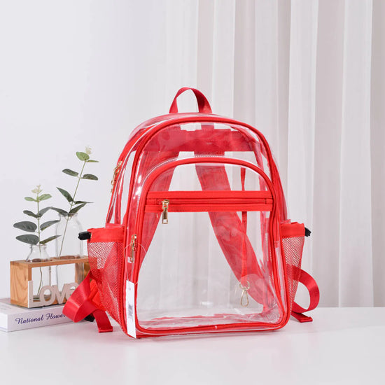 Solid Colored Outlined Medium Clear Backpack