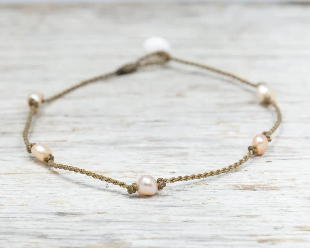 PRINCESS ANKLET - PEACH PEARL BAROQUE PETITE