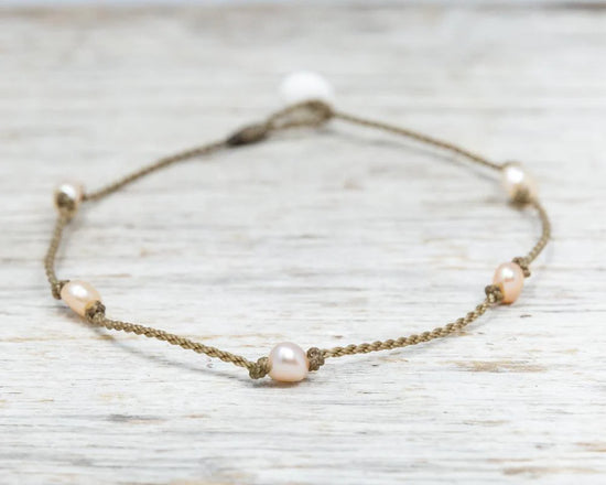 PRINCESS ANKLET - PEACH PEARL BAROQUE PETITE