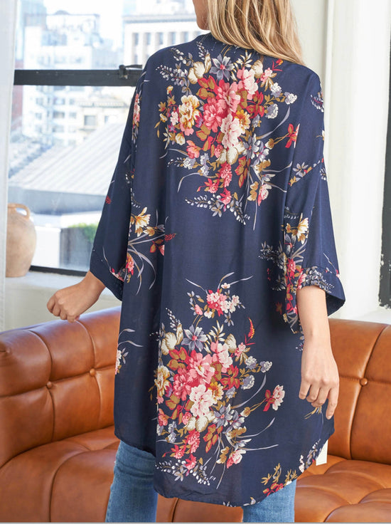 Floral Navy Kimono