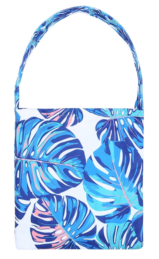 Leaf Print Beach Towel Tote