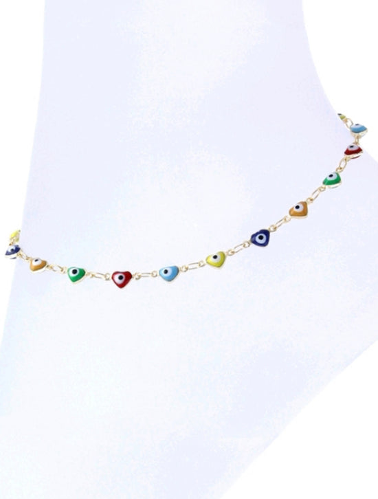 Gold Tone Evil Eye Anklet