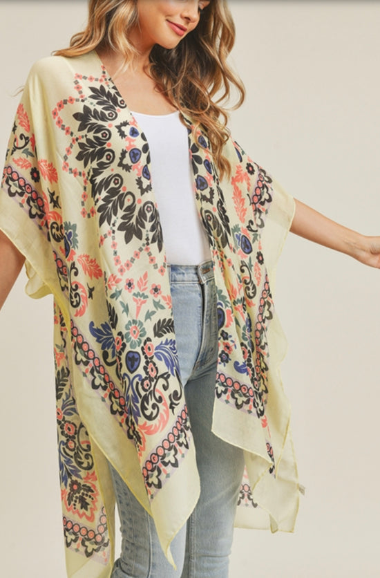 Bohemian Lemon & Black Kimono