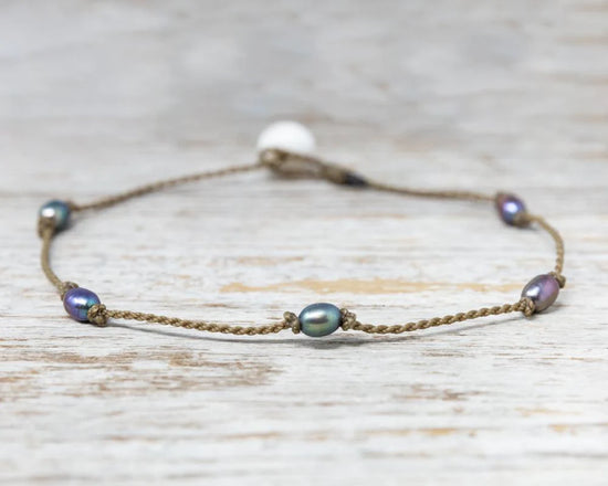 PRINCESS ANKLET - PEACOCK PEARL RICE PETITE