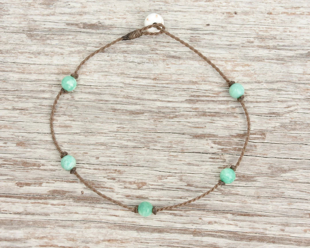 PRINCESS ANKLET - AMAZONITE ROUND PETITE