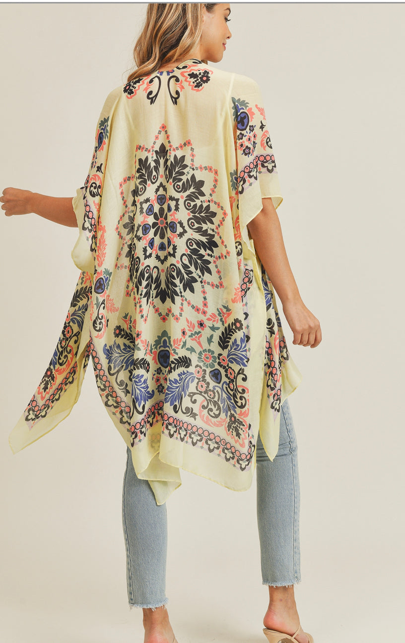 Bohemian Lemon & Black Kimono