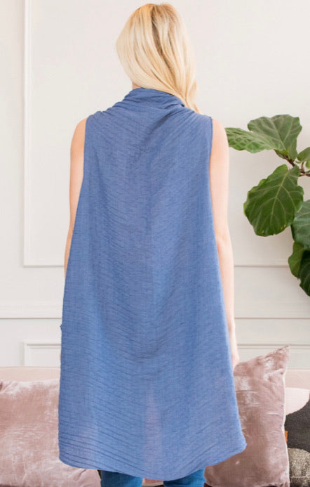 Blue Sleeveless Kimono Vest