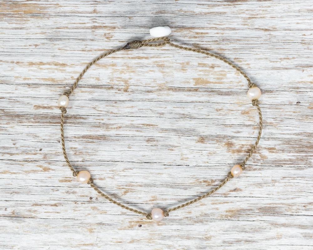 PRINCESS ANKLET - PEACH PEARL BAROQUE PETITE