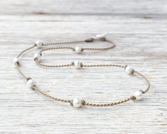 PRINCESS NECKLACE - WHITE PEARL OVAL PETITE