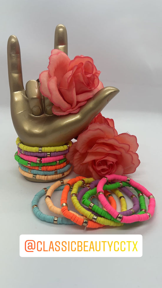 Neon Leather Stretch Bracelets