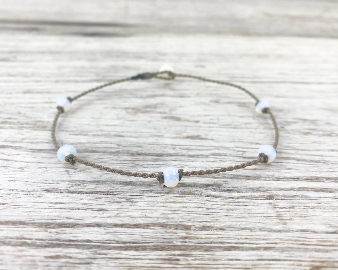 PRINCESS ANKLET - OPALITE FACETED RONDELLE PETITE