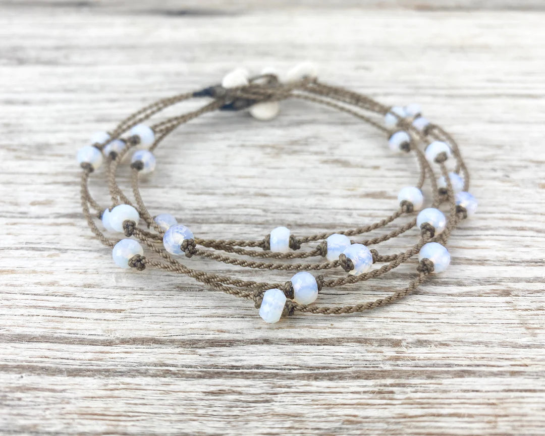 PRINCESS ANKLET - OPALITE FACETED RONDELLE PETITE