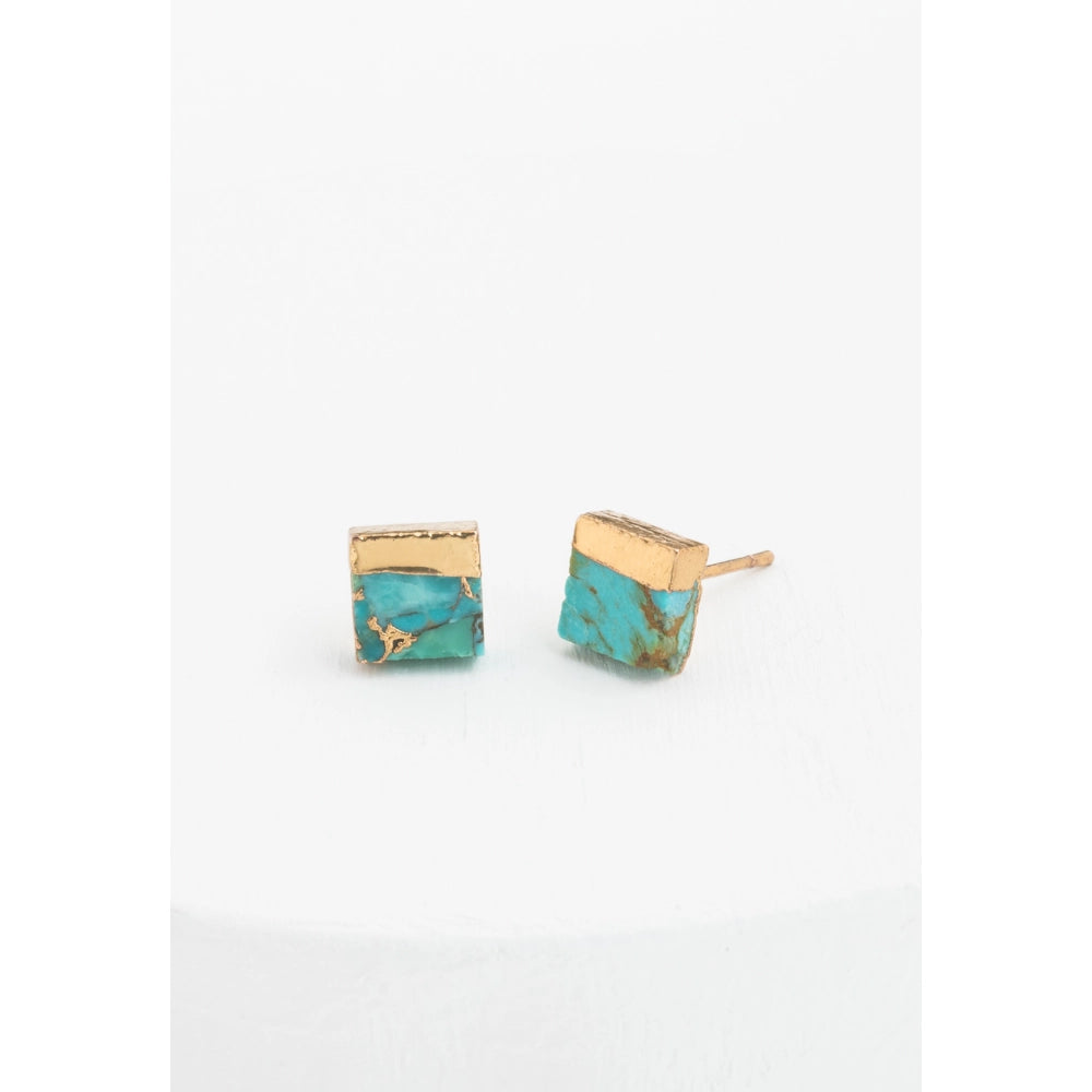 Lorena Square Turquoise Stud Earrings