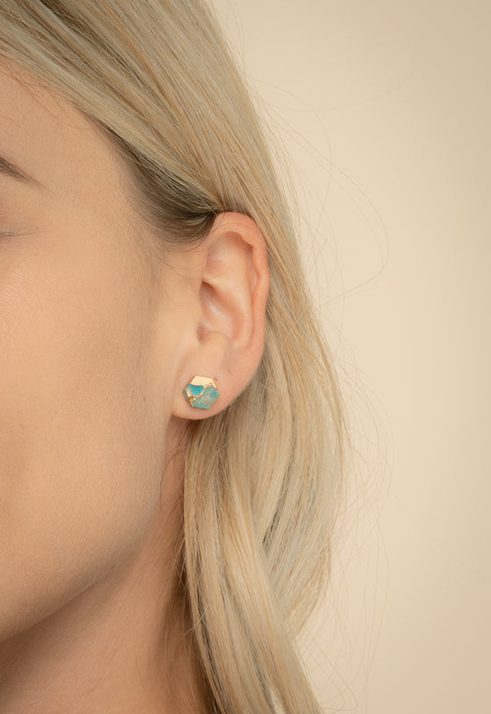 Oasis Turquoise and Gold Studs